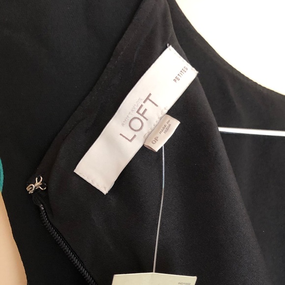 LOFT BLACK GREEN HEART PRINT SLEEVELESS DRESS Sz0P - Picture 12 of 14